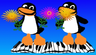 [tux met zonnebloemen]